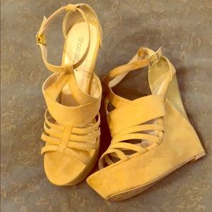 Yellow wedge women’s heels